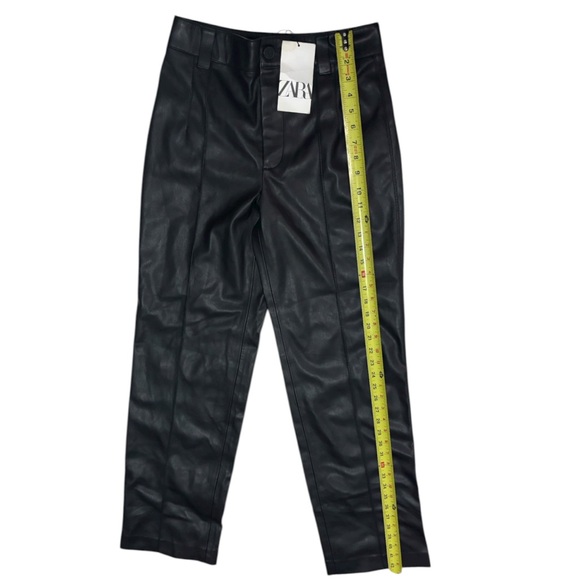 NWT ZARA Women’s Black High-Waisted Leather Pants - Picture 12 of 14